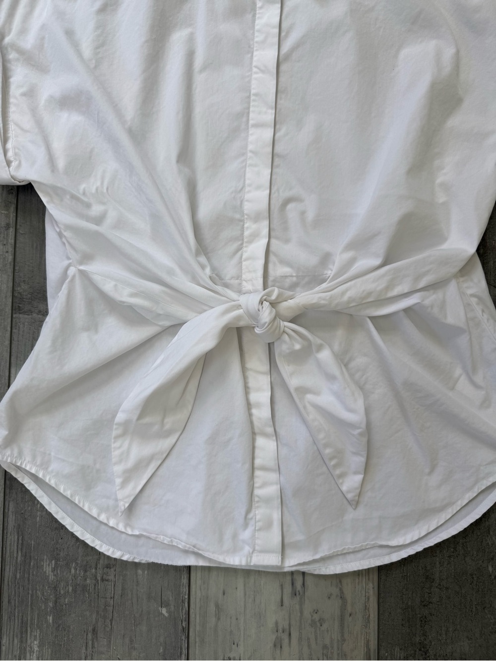 Lauren Ralph Lauren White Tie Front Blouse Large Cotton Poplin Button Up - Picture 5 of 13